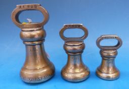 A run of three Victorian Coporation of Wolverhampton 1889 standard bell weights comprising 4lb.