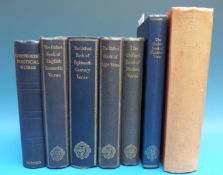 Five volumes of 'The Oxford Book of Poetry' to include English Romantic Verse, Light Verse,