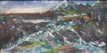 A small abstract oil marked verso,