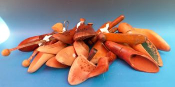 A collection of wooden shoe trees