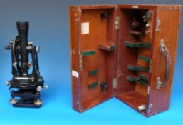 A Hall Brothers, Croydon brass and painted theodolite in case,