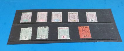 Zululand 1894-96 eight mint stamps 1/2 d - 4s SG 20 - 27 and £5 mint SG 29 with initial and date