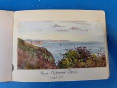 A vintage autograph book c1920-30s containing a good number of watercolour paintings,