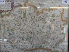 A framed map of Wiltshire,