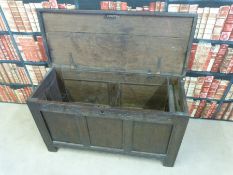 An 18thC oak and elm carved chest (W128 x D53.