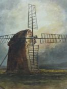 An oil on board of cattle watering,