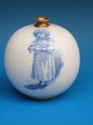 An unusual early Royal Doulton blue children vase on white ground