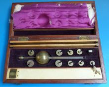 A mahogany cased Sikes's Hydrometer by Farrow & Jackson with Intross ivory backed thermometer and