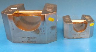 Two W & T Avery Borough of West Bromwich local standard weights comprising 50 and 10lb weights,