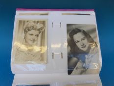 An album of signed postcardsof film stars mostly black and white,