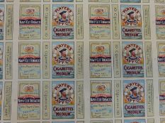 Five large uncut multiple cigarette cards,