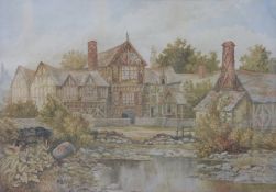 A pair of watercolours of Tudor half timbered houses (37 x 52cm)