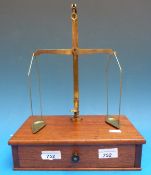 A set of mahogany cased W A Webb travelling apothecary beam scales