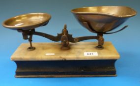 A set of marble based Pike & Elliman shop scales, also marked to pan R.