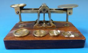 A set of Mordan & Co postage scales with weights to base