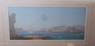 Gian Gianni (1837-95) Gouache and watercolour Grand Harbour, Valletta, Malta.