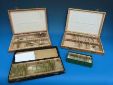 Approximately 100 microscope slides, mainly geological including sand, rock etc,