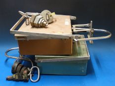 Two sets of 2 cwt travelling verification scales,