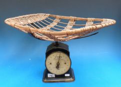 A 'Boots Family Scale' by Salter complete with wicker basket