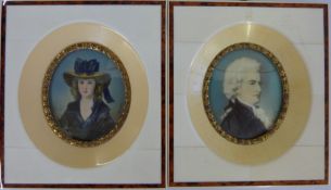 Two miniatures of a lady and gent