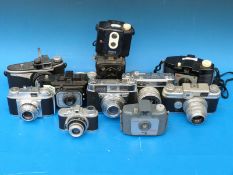 A collection of vintage cameras to include Kodak,