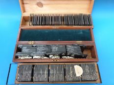 Three wooden cases containing magic lantern slides including  Furness Abbey, Kern Knotts,
