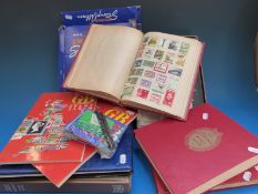 A box of stamps comprising nine various albums including early issues and various sundries