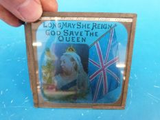 A collection of coloured slides depicting famous people of the late 19thC to early 20thC including