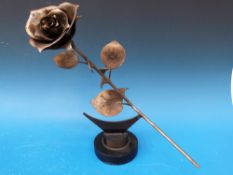 A Walenty Pytel sculpture of a rose (height 33cm)
