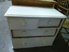A small painted pine chest of two over two straight drawers (W82 x D44 x H66cm)