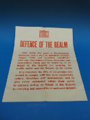 A late 1930s Defence of the Realm poster, with WWII Churchill interest