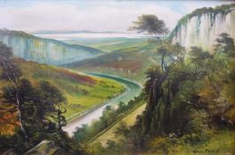 George Willis Pryce (1866 - 1949) pair of oils on board of river valleys (24cm x 36cm)
