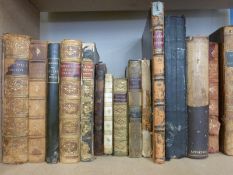 A varied selection of 19thC leather bound volumes including Thomas Tockell's 'Poetical Works',
