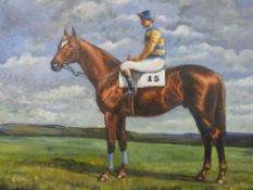 A pair of oils on canvas of racehorses 'Crepello' and 'Carozza' ,