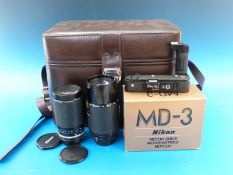 A quantity of camera accessories including Nikon 32 - 200mm and Kiron 70 - 210mm lenses,