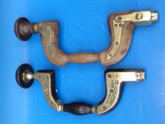 A William Marples Sheffield Victorian Hibernia ebony and brass hand brace 'By Her Majesty's Royal