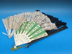 Four various fans including mother of pearl and bone examples