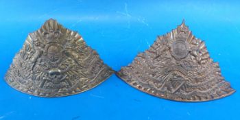 A replica brass Chapka plate for the 5th Irish Lancers and a replica brass Chapka plate for the