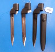 Three WW2 British No 9 bayonets, one stamped Mk 1,