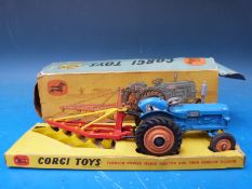 Corgi Toys diecast model gift set 18, Fordson Power major tractor and furrow plough,