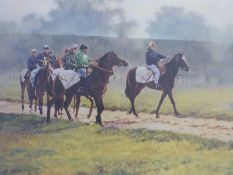 An Ann Carley signed limited edition (21/250) print of horse racing,