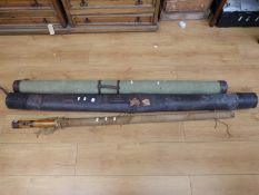 A Hardy bamboo rod tube,