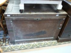 A large vintage travelling or storage trunk