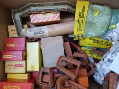 A quantity of accessories for constructing a model railway layout including footbridge,