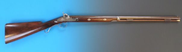 A 20 single barrel percussion shotgun by Thomas Parsons of Salibury with Damascus barrels,