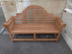 A teak Lutyens style garden bench