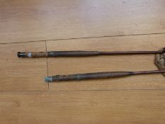 A Hardy Bros three-piece 12ft split cane fishing rod No A 81487,
