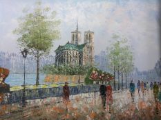 Burnett oil on canvas of Notre Dame,