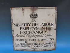 A George V Ministry of Labour Employment Exchange enamel office sign