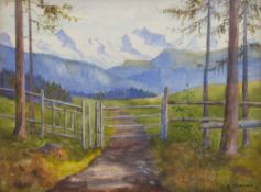 W. Klossner: Watercolour of an Alpine scene(18cm x 23.